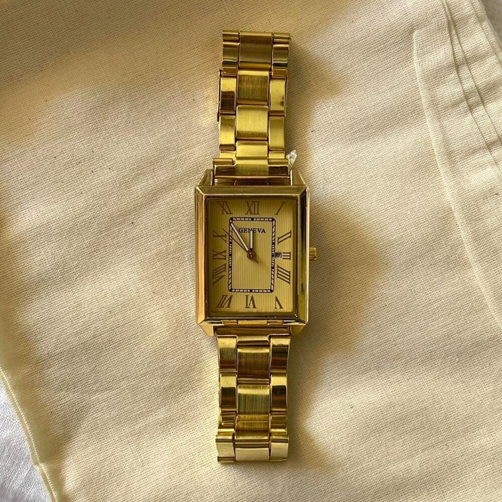 gold style square stainless steel geneva gold luxury watch - Picture 2 of 7